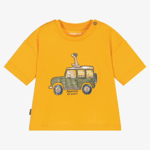 Mayoral-Boys Yellow Cotton Safari T-Shirt | Childrensalon Outlet
