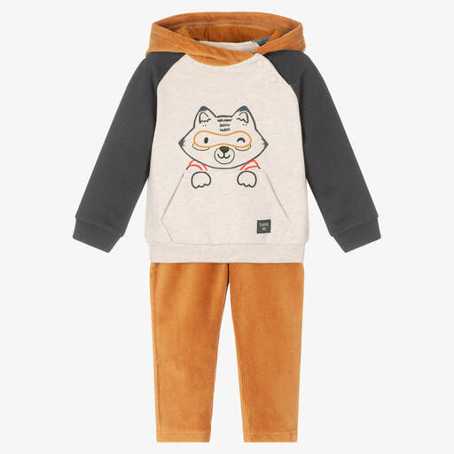 Mayoral-Boys Yellow & Grey Corduroy Trouser Set  | Childrensalon Outlet