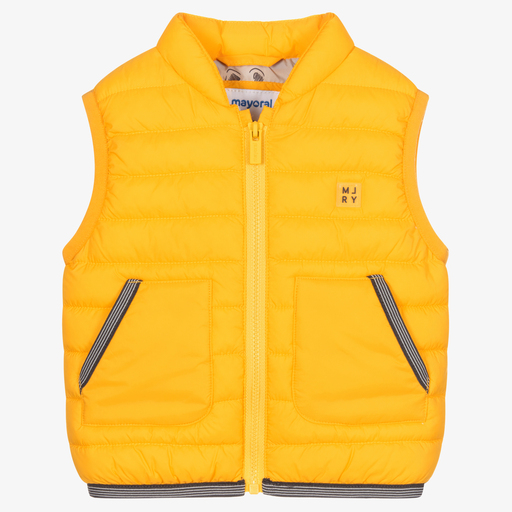 Mayoral-Boys Yellow Padded Gilet | Childrensalon Outlet