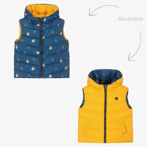Mayoral-Boys Yellow Reversible Gilet | Childrensalon Outlet