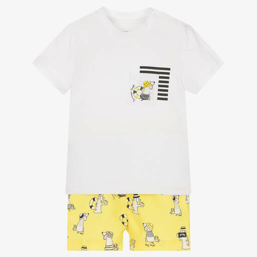Mayoral-Футболка и желтые пляжные плавки-шорты  | Childrensalon Outlet