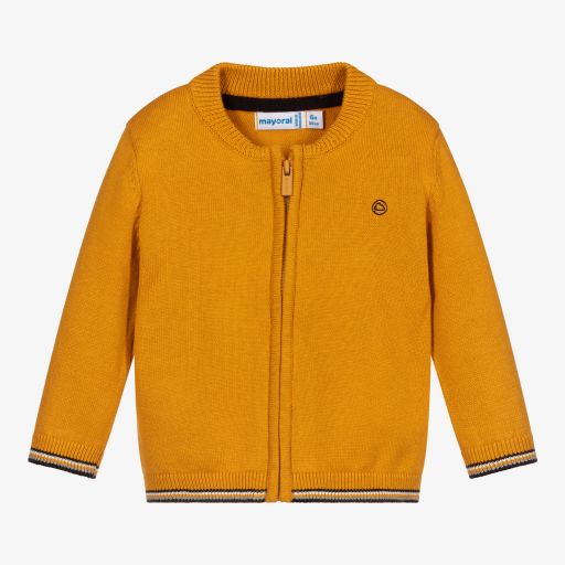 Mayoral-Boys Yellow Zip-Up Cardigan | Childrensalon Outlet