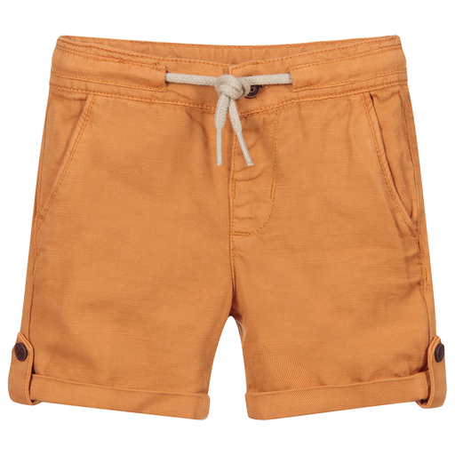 Mayoral-Short marron en coton et en lin | Childrensalon Outlet