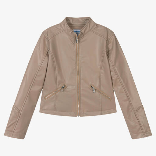 Mayoral-Brown Faux Leather Jacket | Childrensalon Outlet