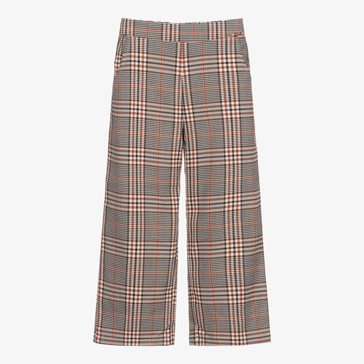 Mayoral-Brown & Orange Check Trousers | Childrensalon Outlet
