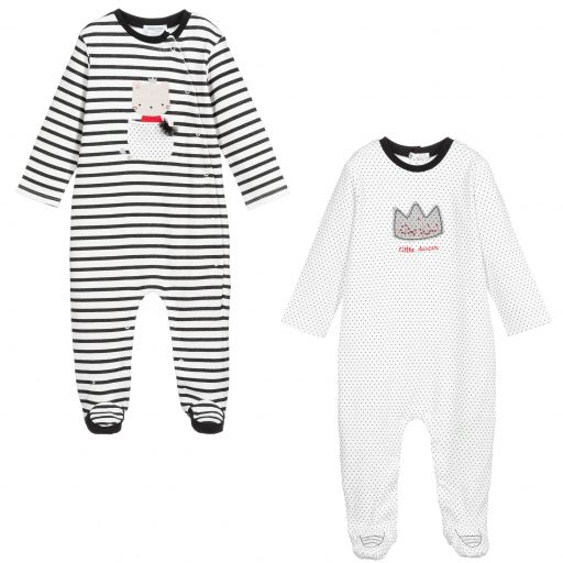 Mayoral Newborn-بيبي غرو قطن جيرسي لون أبيض وأسود - عدد 2 | Childrensalon Outlet