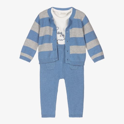 Mayoral Newborn-طقم قطن عضوي لن أزرق وعاجي للمواليد | Childrensalon Outlet