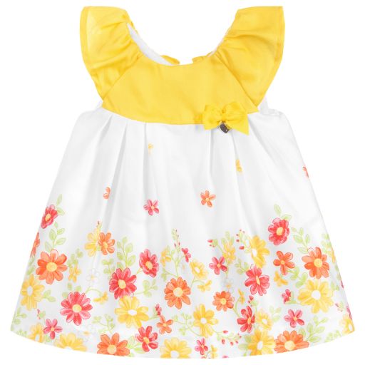 Mayoral Newborn-فستان وسروال قطن لون أبيض وأصفر للمولودات | Childrensalon Outlet