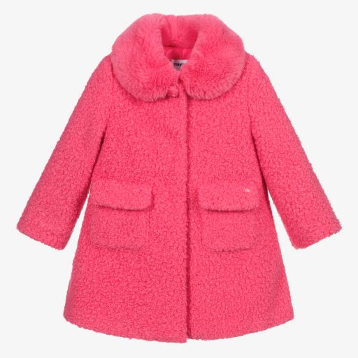 Mayoral-Fuchsia Pink Bouclé Coat | Childrensalon Outlet