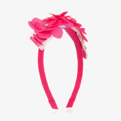 Mayoral-Serre-tête fuchsia à fleurs | Childrensalon Outlet