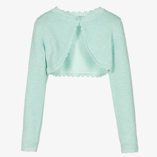 Mayoral-Girls Aqua Green Cotton Bolero Cardigan | Childrensalon Outlet
