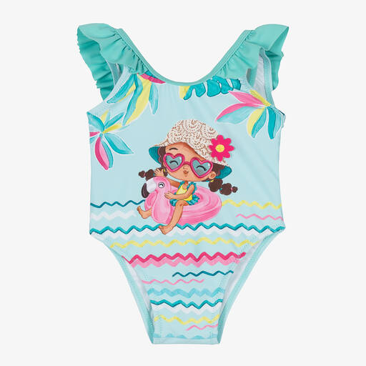 Mayoral-Girls Aqua Green Frilled Swimsuit | Childrensalon Outlet