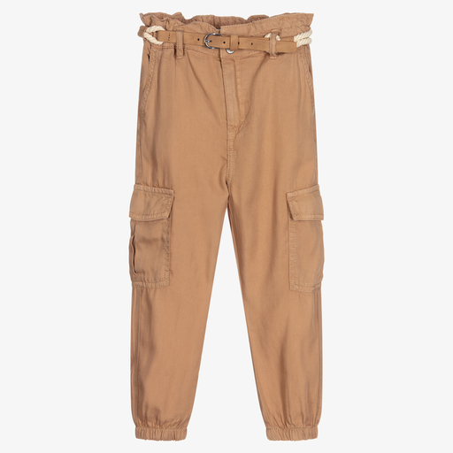 Mayoral-Girls Beige Cargo Trousers | Childrensalon Outlet