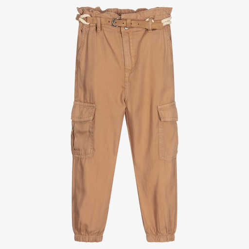 Mayoral-Pantalon cargo beige Fille | Childrensalon Outlet