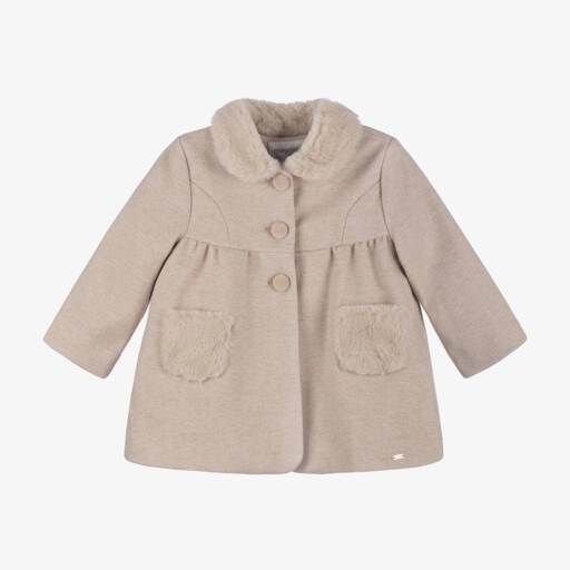 Mayoral Newborn-Girls Beige Classic Trapeze Coat | Childrensalon Outlet