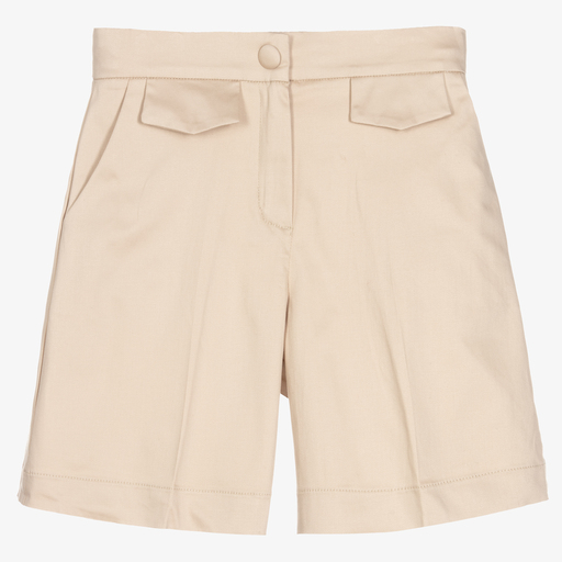 Mayoral-Girls Beige Cotton Shorts | Childrensalon Outlet