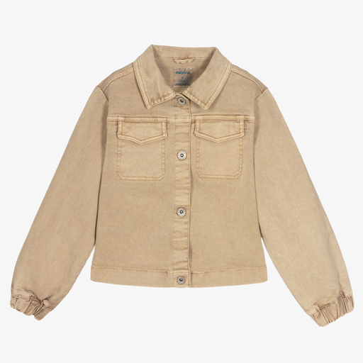 Mayoral-Girls Beige Denim Jacket | Childrensalon Outlet