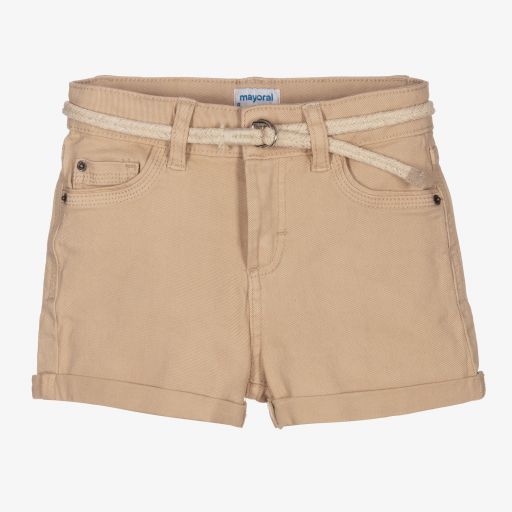 Mayoral-Girls Beige Denim Shorts | Childrensalon Outlet