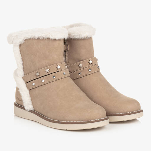 Mayoral-Girls Beige Faux Suede & Fur Boots | Childrensalon Outlet