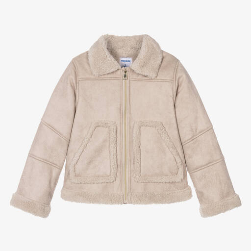 Mayoral-Veste beige en suédine fille | Childrensalon Outlet