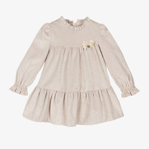 Mayoral-Samtkleid mit Tupfen in Beige/Gold | Childrensalon Outlet