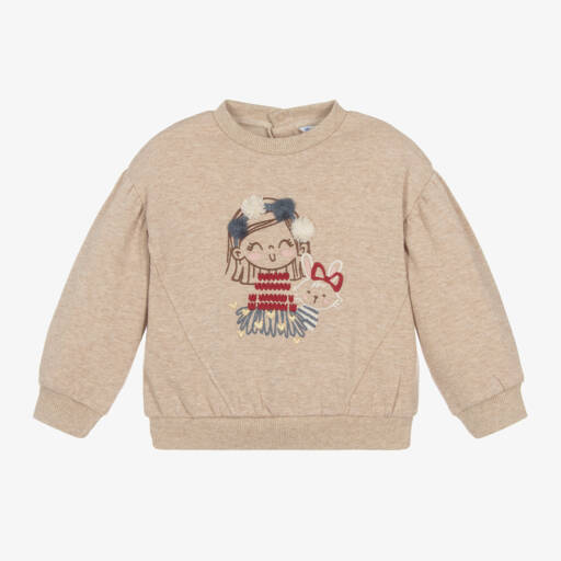 Mayoral-Girls Beige Jersey Pullover | Childrensalon Outlet