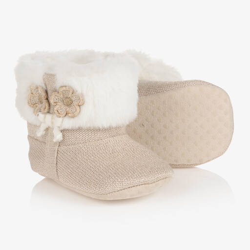 Mayoral Newborn-Girls Beige Pre-Walker Booties | Childrensalon Outlet