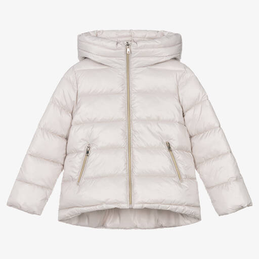 Mayoral-Girls Beige Puffer Hooded Jacket | Childrensalon Outlet