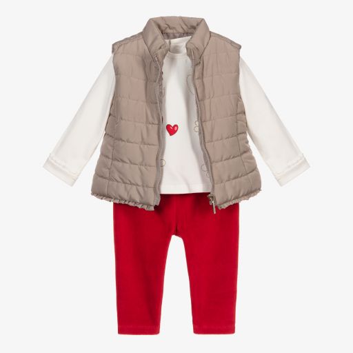 Mayoral-Girls Beige & Red Leggings Set | Childrensalon Outlet