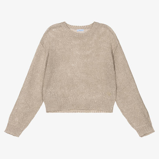 Mayoral-Girls Beige Sparkly Sweater | Childrensalon Outlet