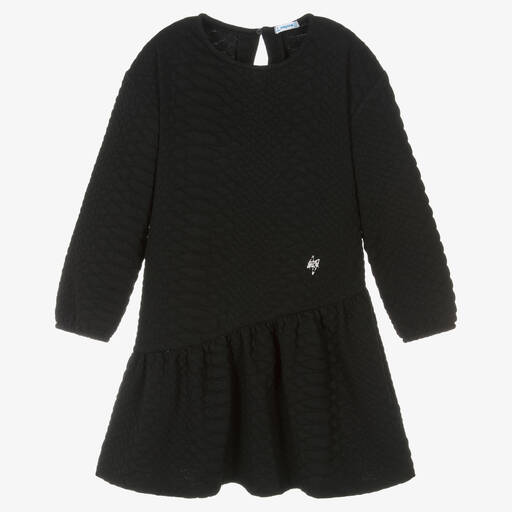 Mayoral-Girls Black Asymmetric Jersey Dress | Childrensalon Outlet