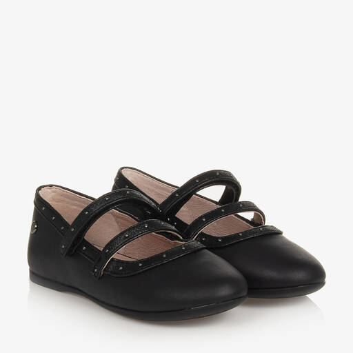 Mayoral-حذاء باليرينا جلد صناعي لون أسود للبنات | Childrensalon Outlet