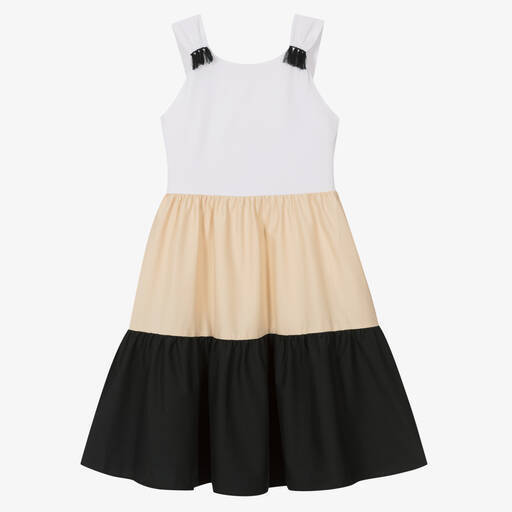 Mayoral-Girls Black & Beige Tiered Dress | Childrensalon Outlet