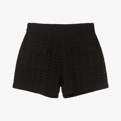 Mayoral-Girls Black Broderie Anglaise Shorts | Childrensalon Outlet