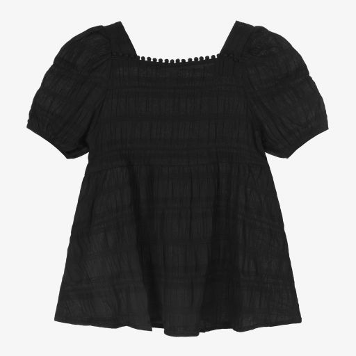Mayoral-Черная хлопковая блузка для девочек | Childrensalon Outlet