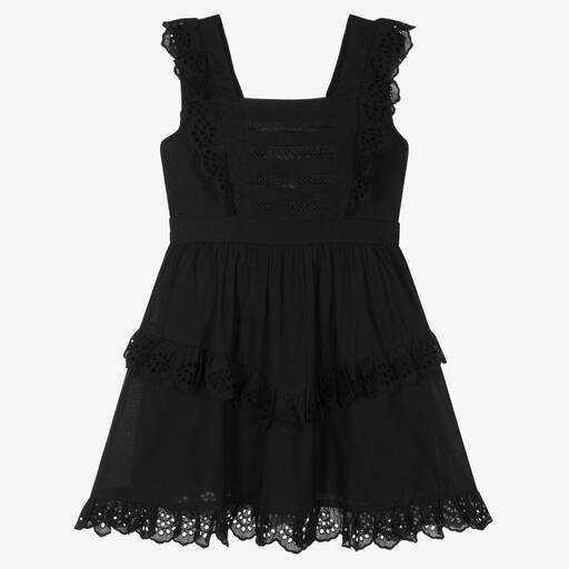 Mayoral-Girls Black Cotton Dress | Childrensalon Outlet