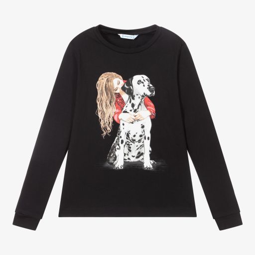 Mayoral-Girls Black Dalmatian Dog Top | Childrensalon Outlet