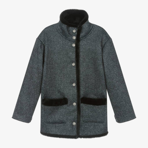 Mayoral-Girls Black Faux Fur Lined Coat | Childrensalon Outlet