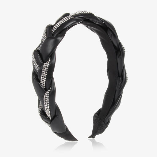 Mayoral-Girls Black Faux Leather Hairband | Childrensalon Outlet