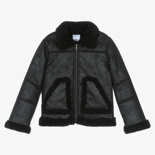 Mayoral-Черная куртка из искусственной замши для девочек | Childrensalon Outlet
