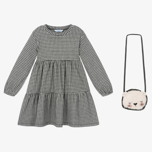 Mayoral-Girls Black Gingham Dress | Childrensalon Outlet