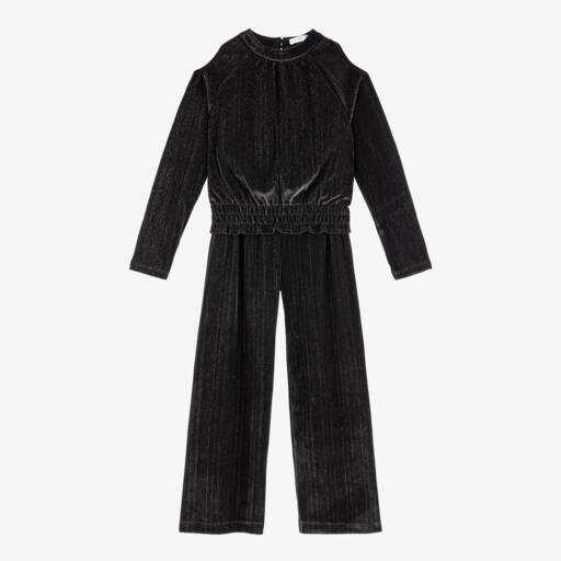 Mayoral-Girls Black Glitter Velour Set | Childrensalon Outlet