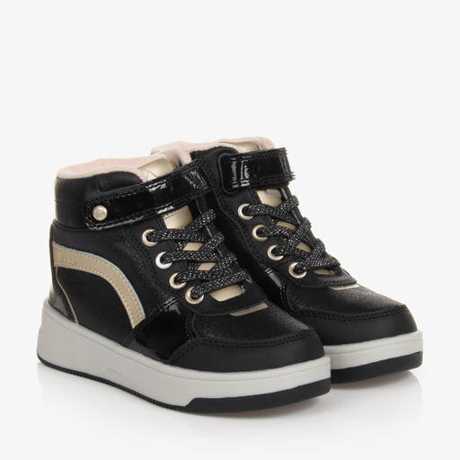 Mayoral-Girls Black & Gold High-Top Trainers | Childrensalon Outlet