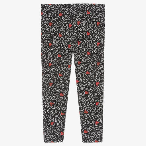 Mayoral-Schwarze Leggings mit Herz-Print | Childrensalon Outlet