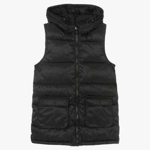 Mayoral-Girls Black Hooded Gilet Jacket | Childrensalon Outlet