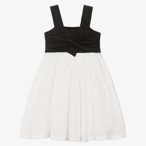 Mayoral-Girls Black & Ivory Cotton Dress | Childrensalon Outlet