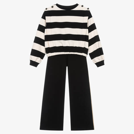 Mayoral-Girls Black & Ivory Cotton Trouser Set | Childrensalon Outlet