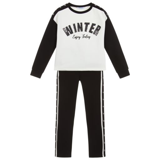 Mayoral-Girls Black & Ivory Tracksuit | Childrensalon Outlet