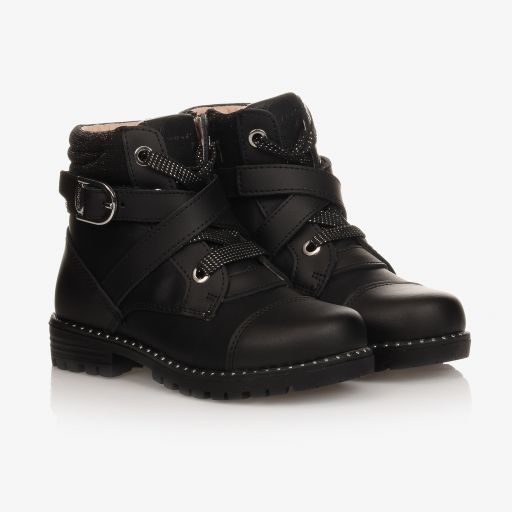 Mayoral-Черные кожаные ботинки для девочек | Childrensalon Outlet