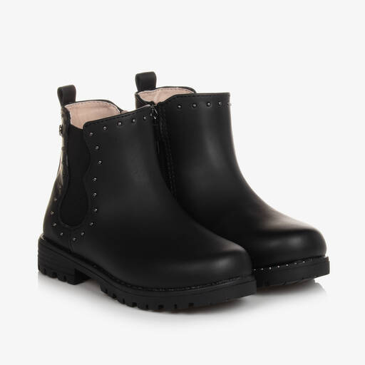 Mayoral-Черные кожаные ботинки челси для девочек | Childrensalon Outlet